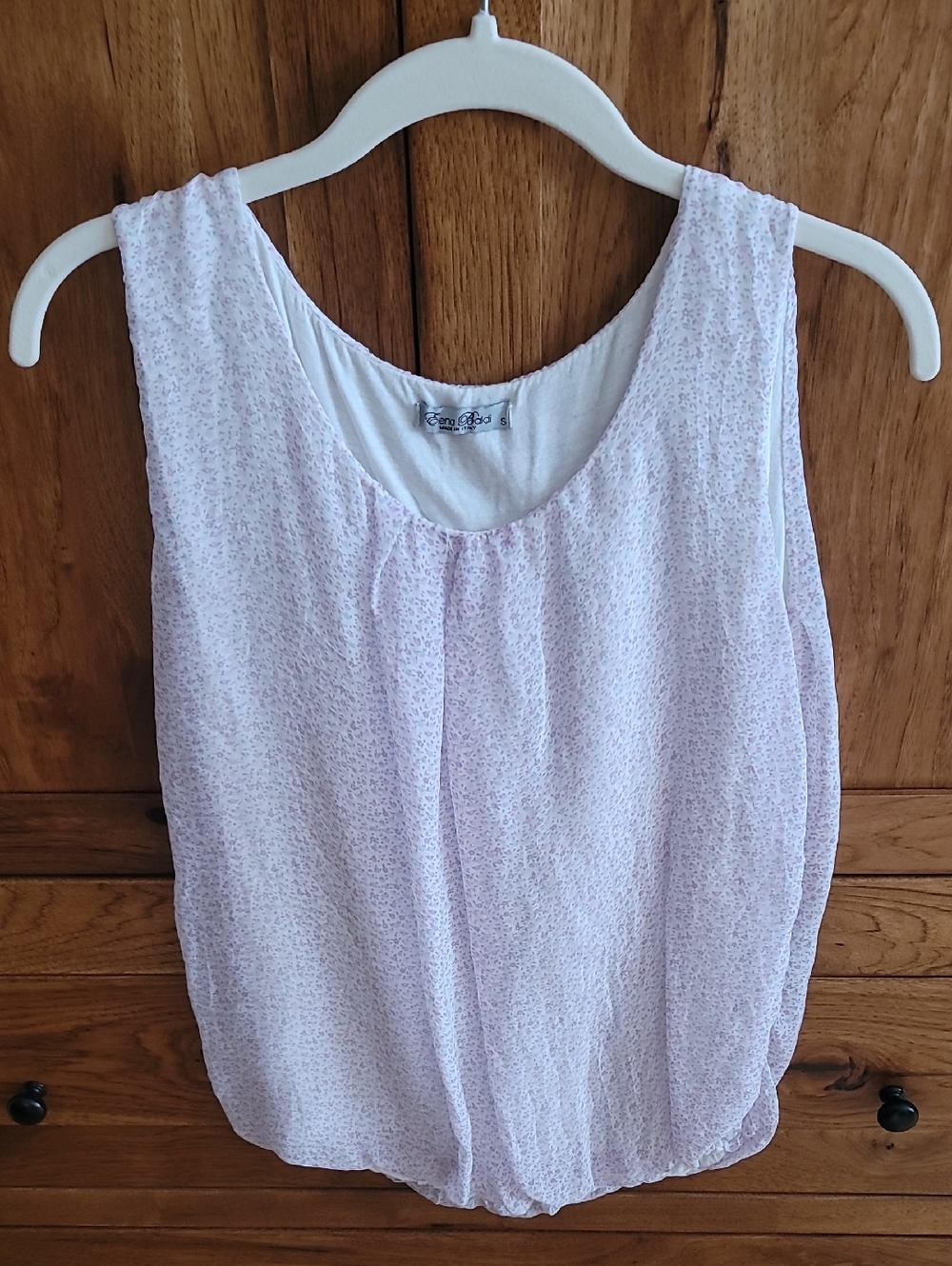 Italian Silk Light Pink Floral Sleeveless Blouse